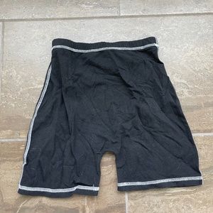 Black Cotton Biker Shorts with Exposed White Seams